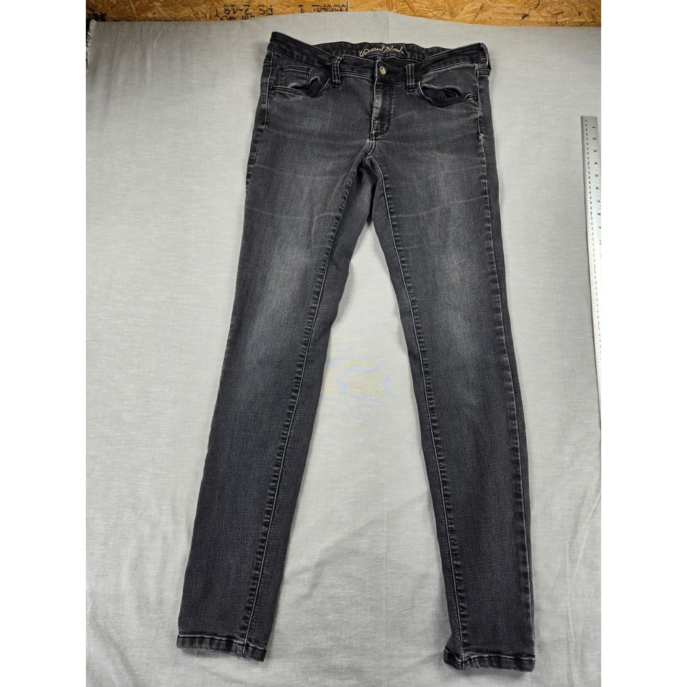 Universal Thread Mid Rise Skinny Jeans Faded Black Stretch Denim 8/29L Long